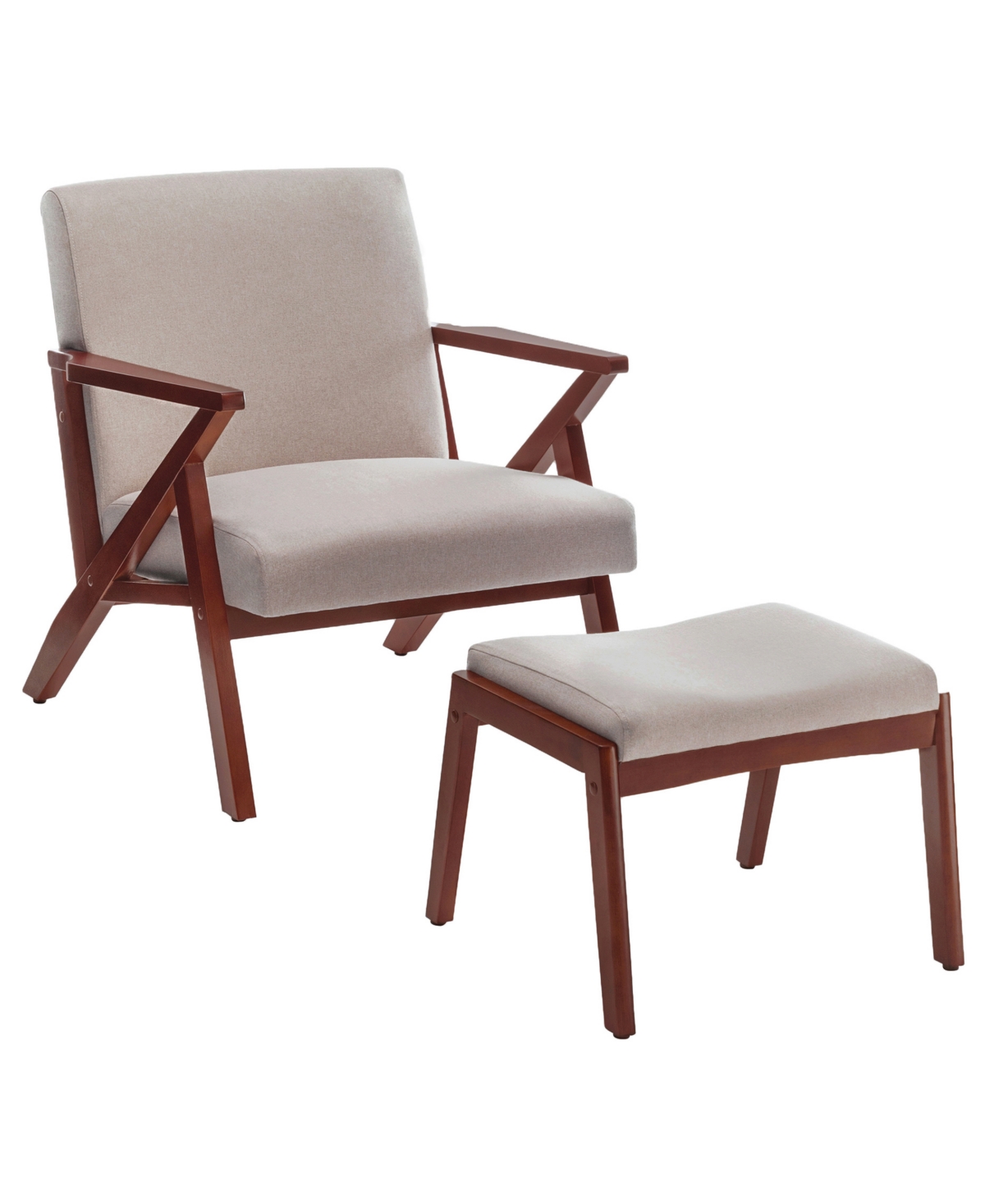 Convenience Concepts 28.5" Cliff Accent Lounge Armchair With Ottoman In Sandy Beige