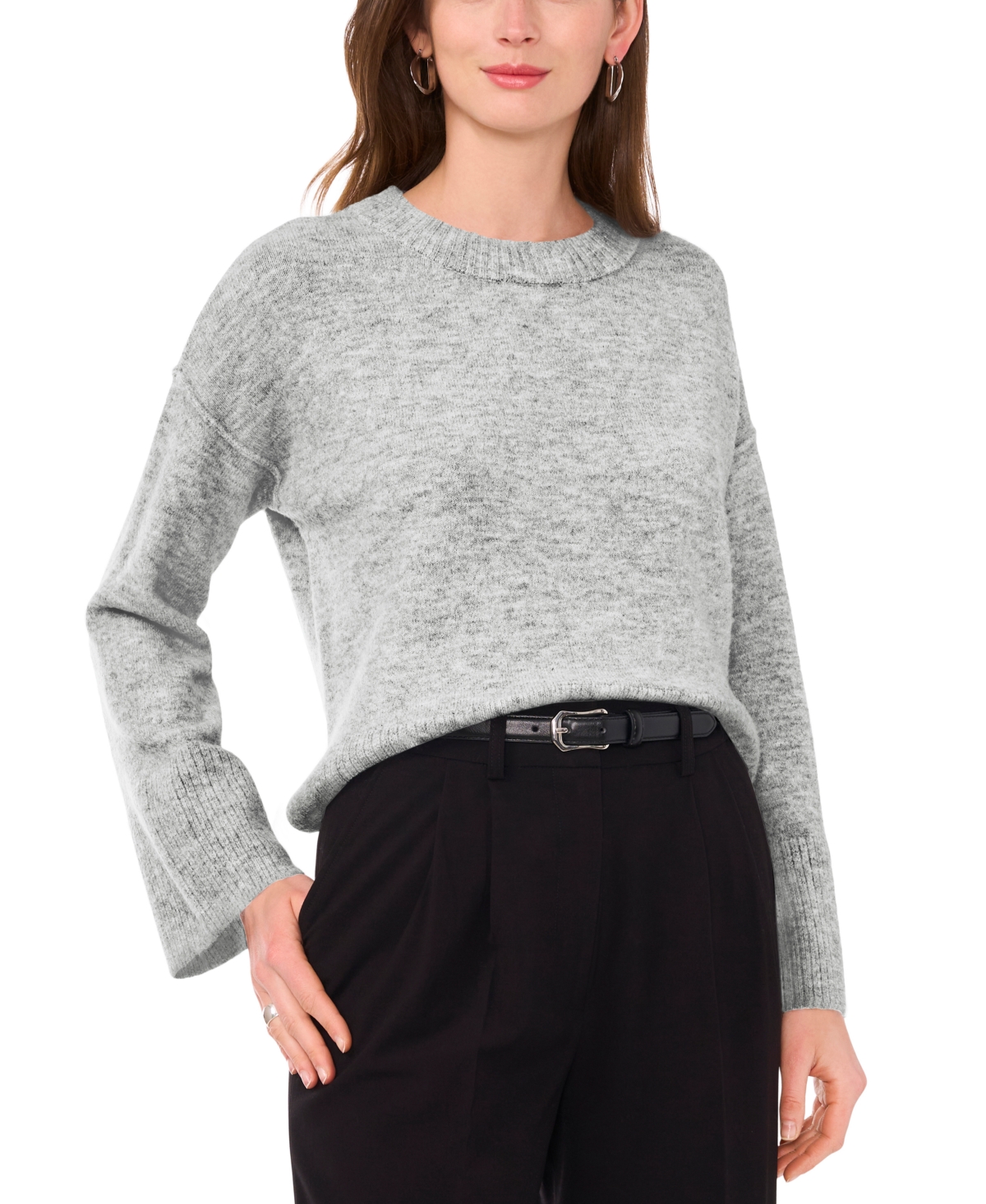 Women's Crewneck Raglan-Sleeve Sweater - Silver Heather