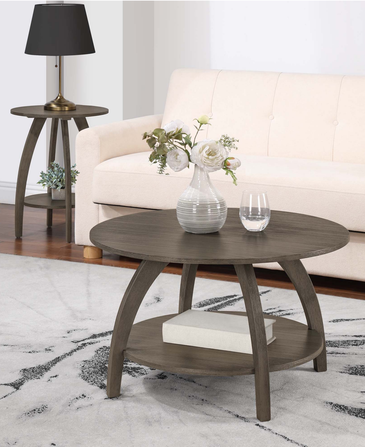 Convenience Concepts 30" Aldrin Coffee Table With Shelf In Wirebrush Dark Gray