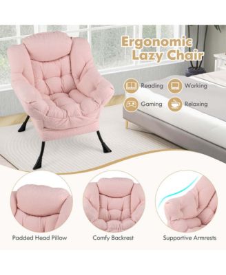 Large Cozy Head Pillow Stylish Tufted Back & Seat Armrests Lazy Chair