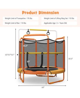 5FT Kids 3-in-1 Game Trampoline Seamless W/ Enclosure Net Spring Pad In/ Outdoor