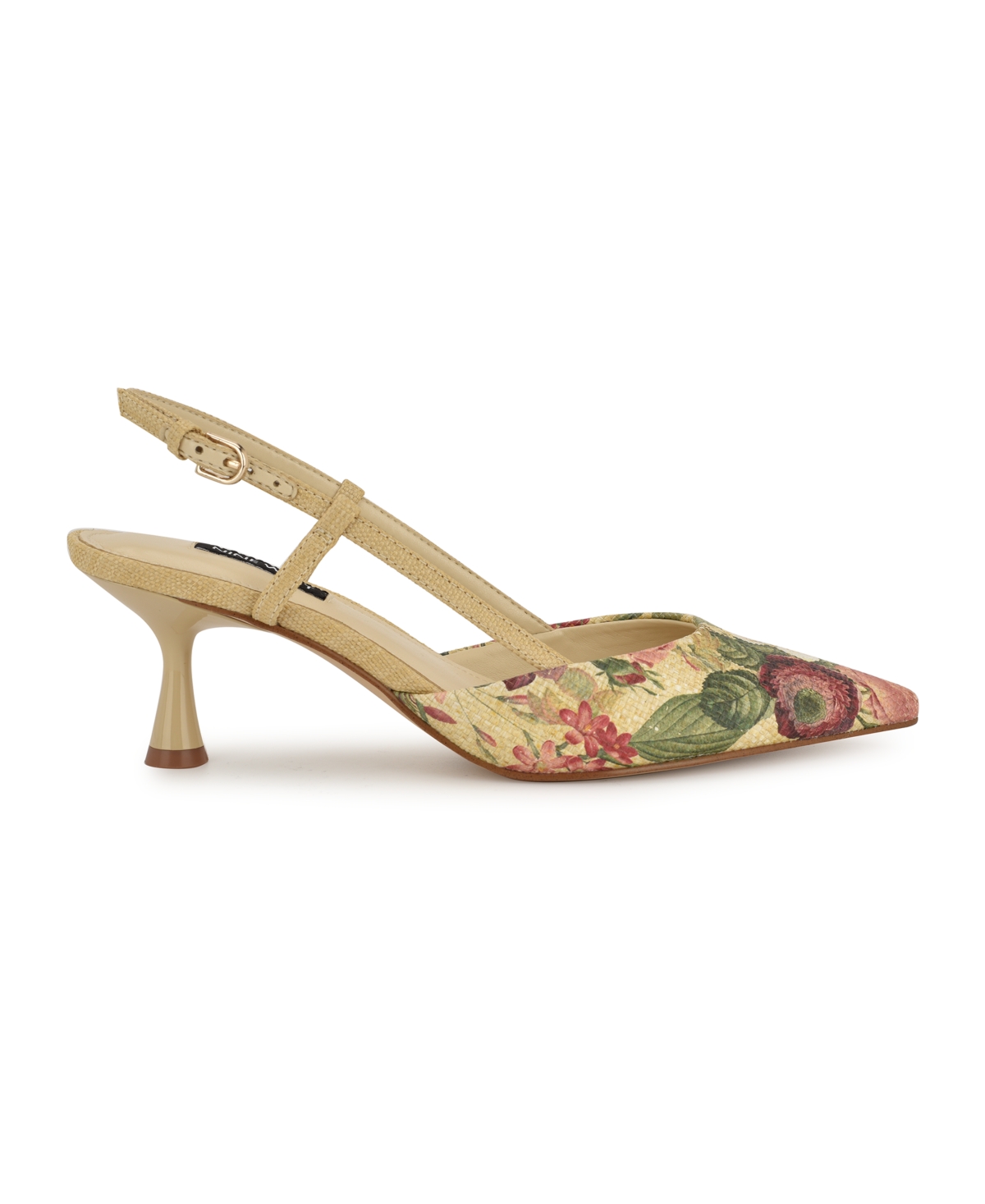 Shop Nine West Women's Rhonda Kitten Heel Slingback Pumps In Natural Vintage Floral
