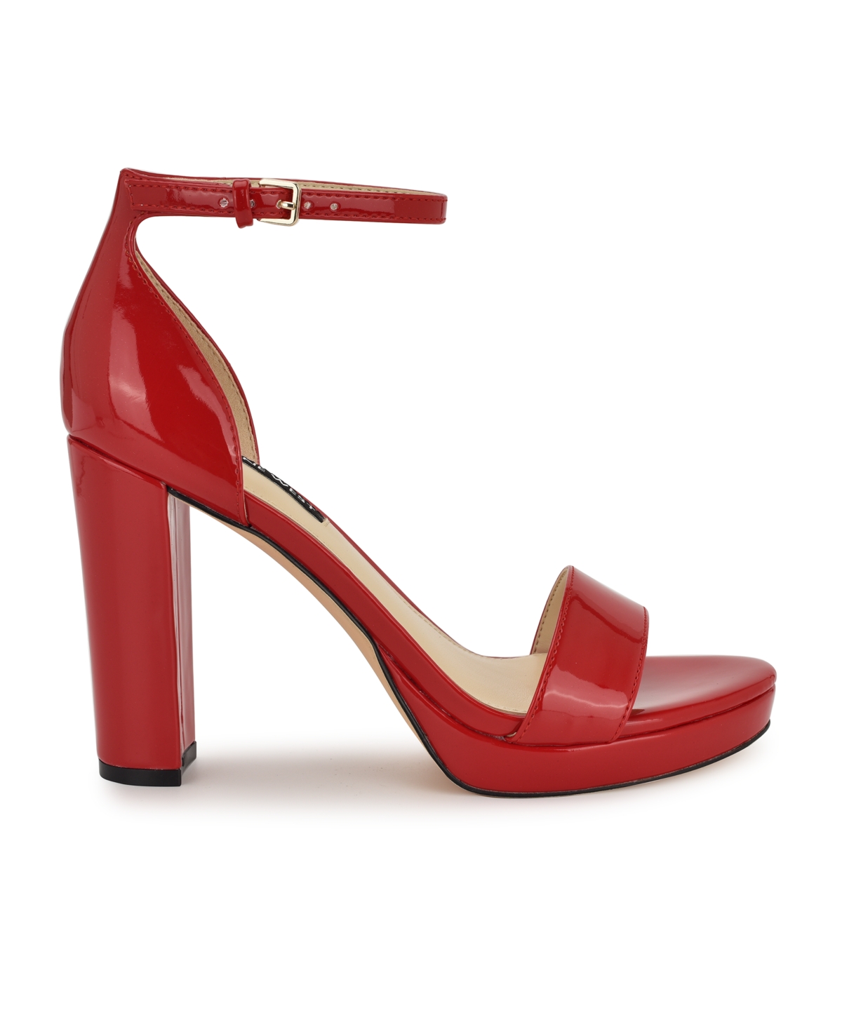 Nine West Women's Elope High Block Heel Sandals In Red Patent