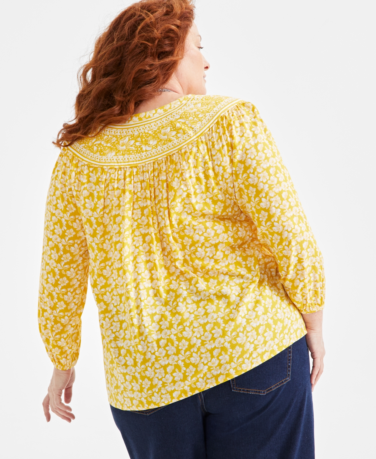 Style & Co Plus Size Printed Split-Neck Top, Exclusively at Macy's