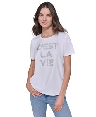 KARL LAGERFELD PARIS - Women's C'est La Vie Rhinestone Tee