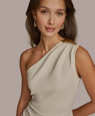 【Donna Karan New York】Asymmetric-Neck Sheath Dress Donna Karan New York Women's Asymmetric-Neck Sheath Dress