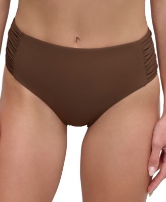 DKNY - Women's High-Waist Side-Shirred Bikini Bottoms