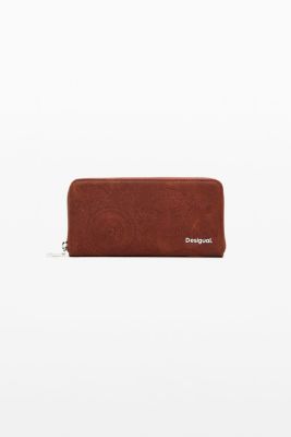 Women's Large wallet with embroidered flowers