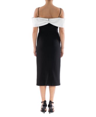 Women's Bow-Neck Strappy Midi Dress