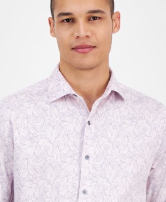 Men's Slim Fit Long Sleeve Button-Front Abstract Floral Print Shirt, Exclusively at Macy's