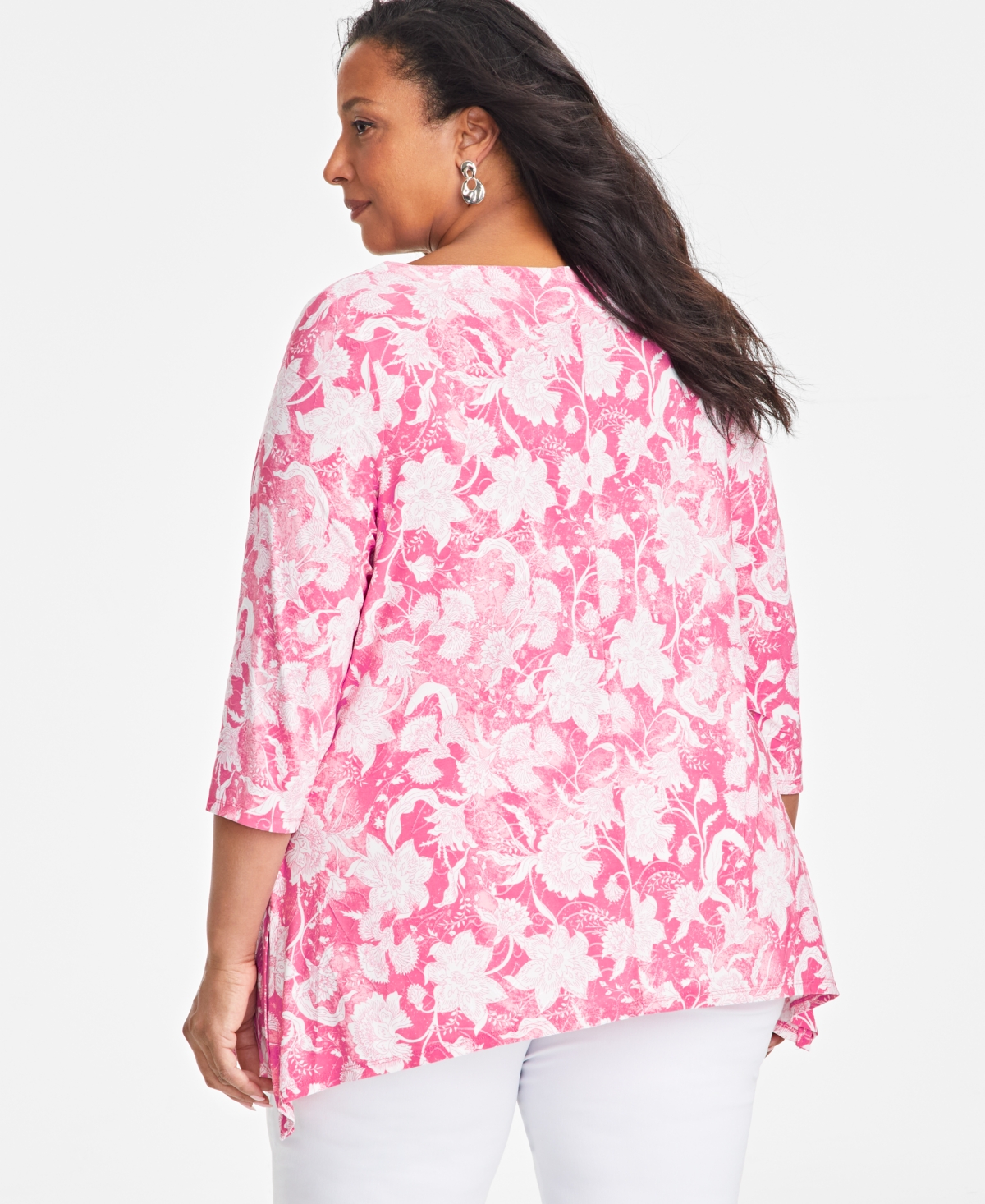 JM COLLECTION PLUS SIZE JACQUARD SWING TOP, EXCLUSIVELY AT MACY'S 