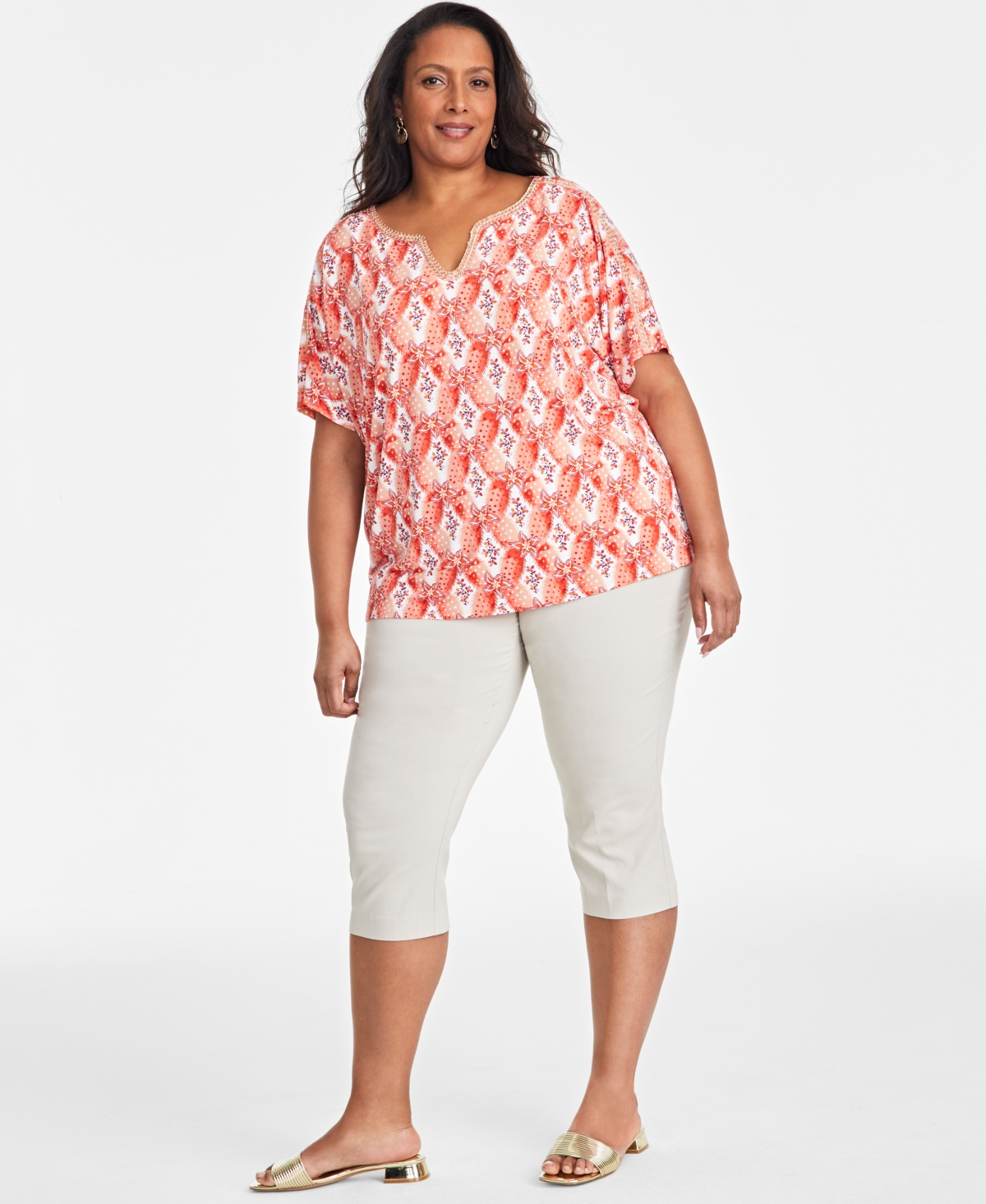 Jm Collection Plus Size Embellished Dolman-Sleeve Top, Exclusively at Macy's