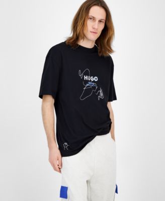 ★Hugo Boss★ Graffiti Logo Short Sleeve T-Shirt Relaxed Fit Hugo Boss Men's Creative Department Relaxed Fit Short Sleeve