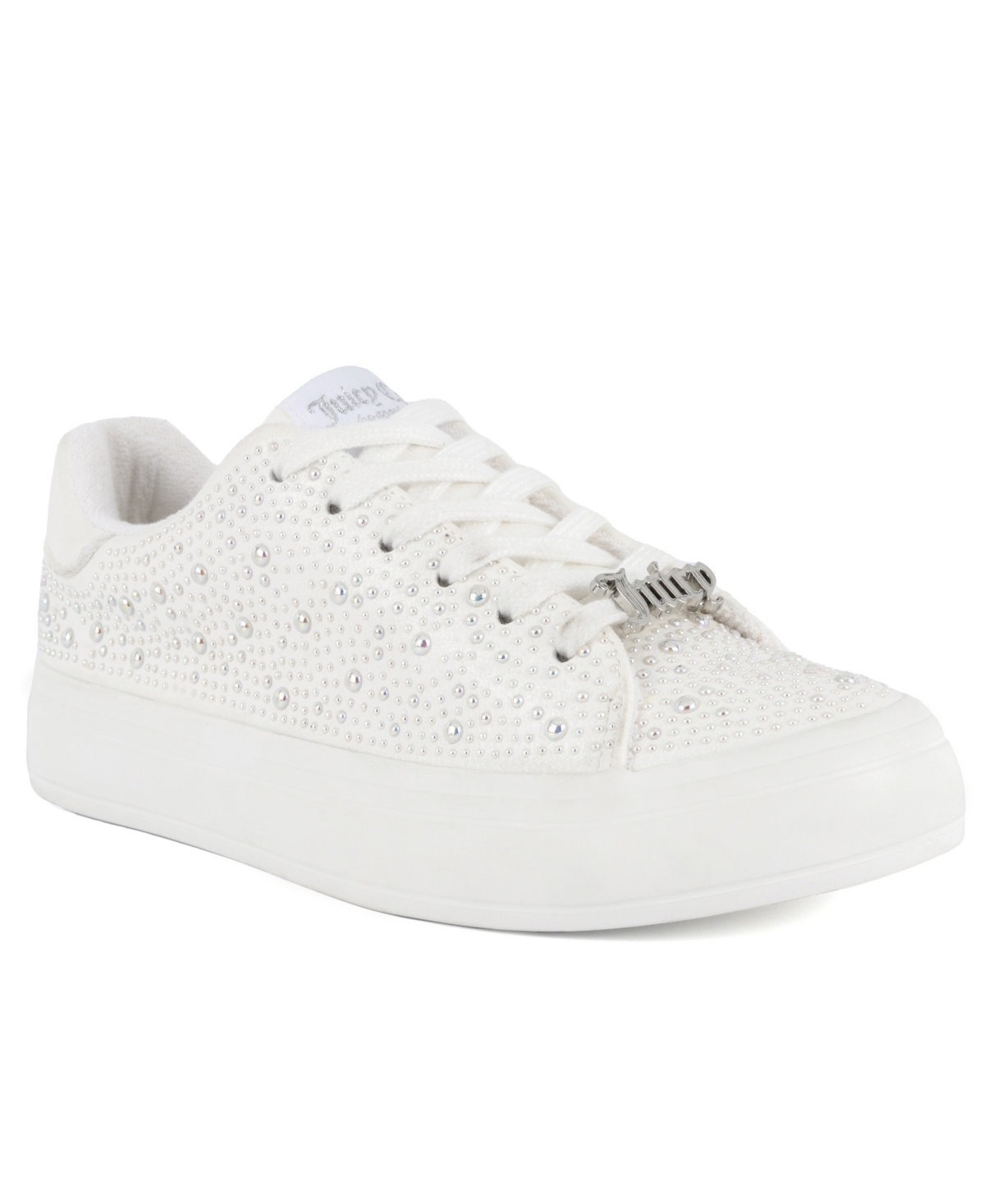 Women's Alanis Rhinestone Lace Up Platform Sneakers - White