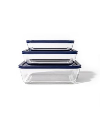6-Piece Rectangular Nesting Food Storage and Meal Prep Container Set