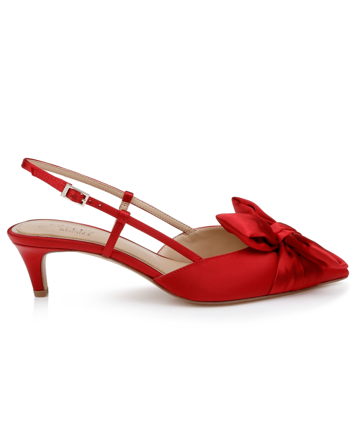 Jewel Badgley Mischka Shoshana Pointed Toe Slingback Pump In Red Satin