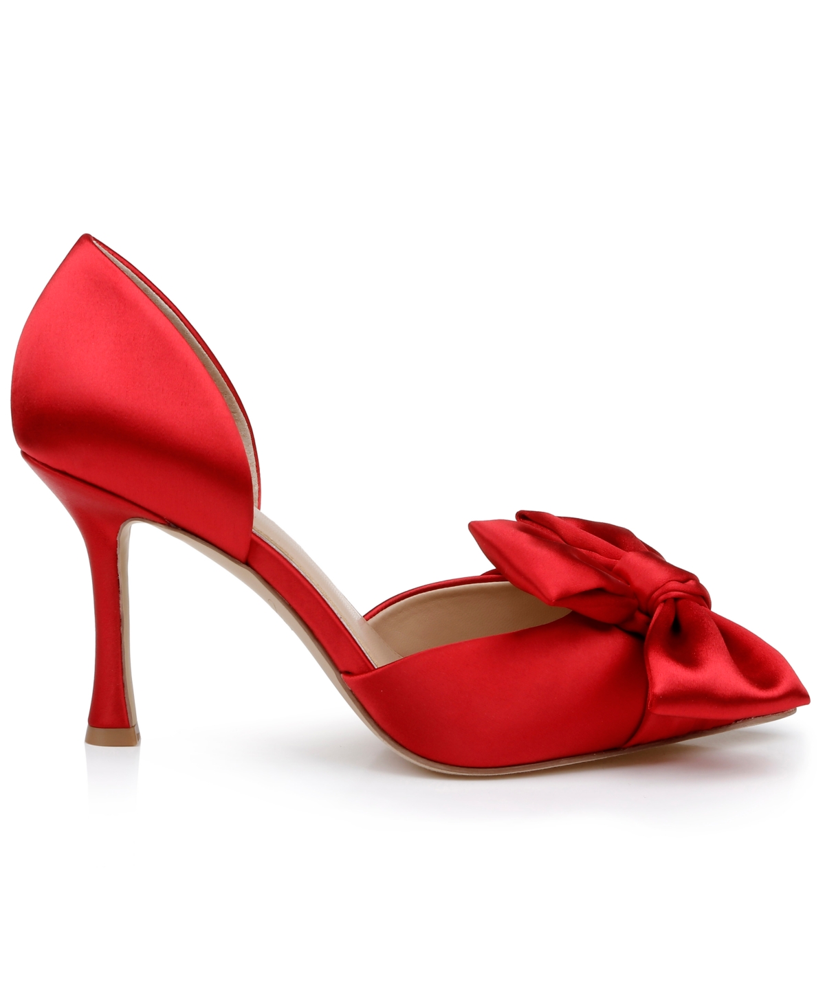 Shop Jewel Badgley Mischka Women's Sidney Slip On Evening Bow Pumps In Red Satin