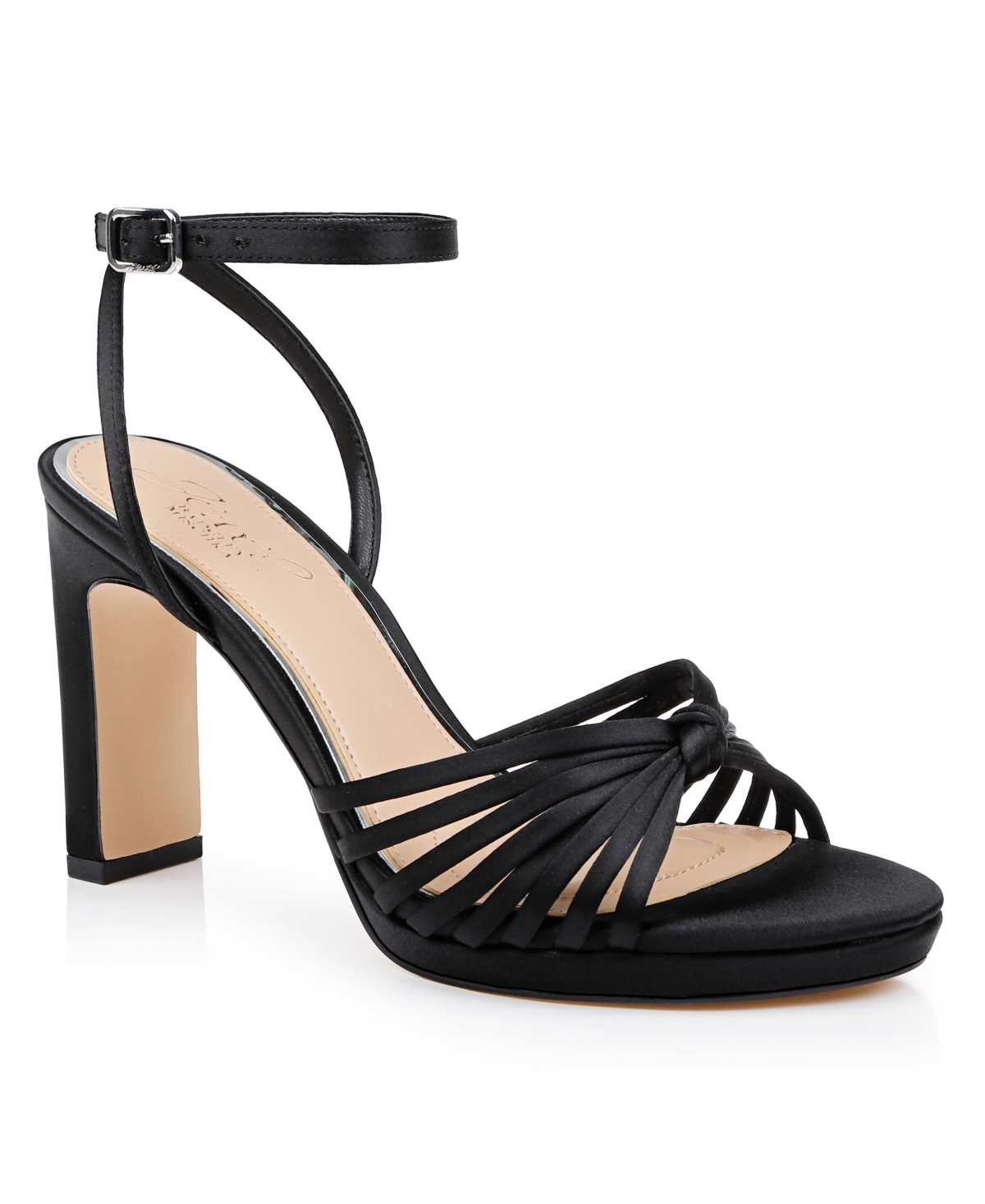 Women's Skylar Round Toe Platform Sandals - Black Satin
