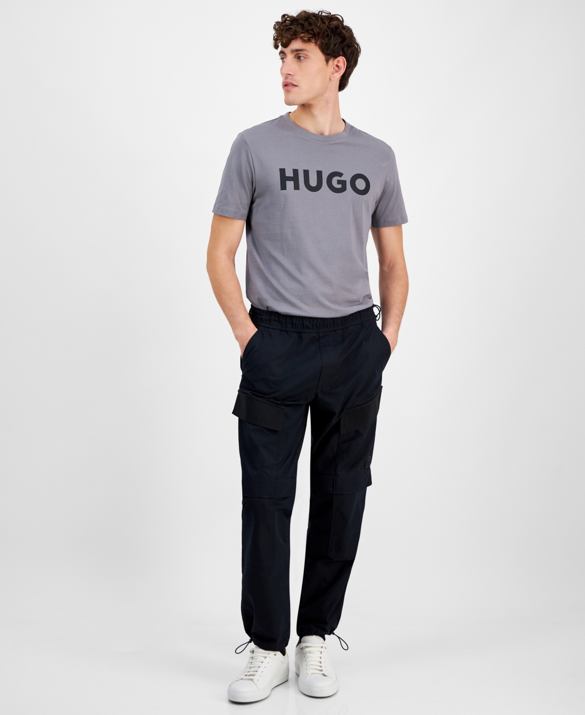 Hugo Boss Men's Glenn Drawstring Cargo Pants In Black