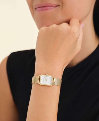 Octagon Women's Gold Tone Stainless Steel Mesh Bracelet Watch 24mm