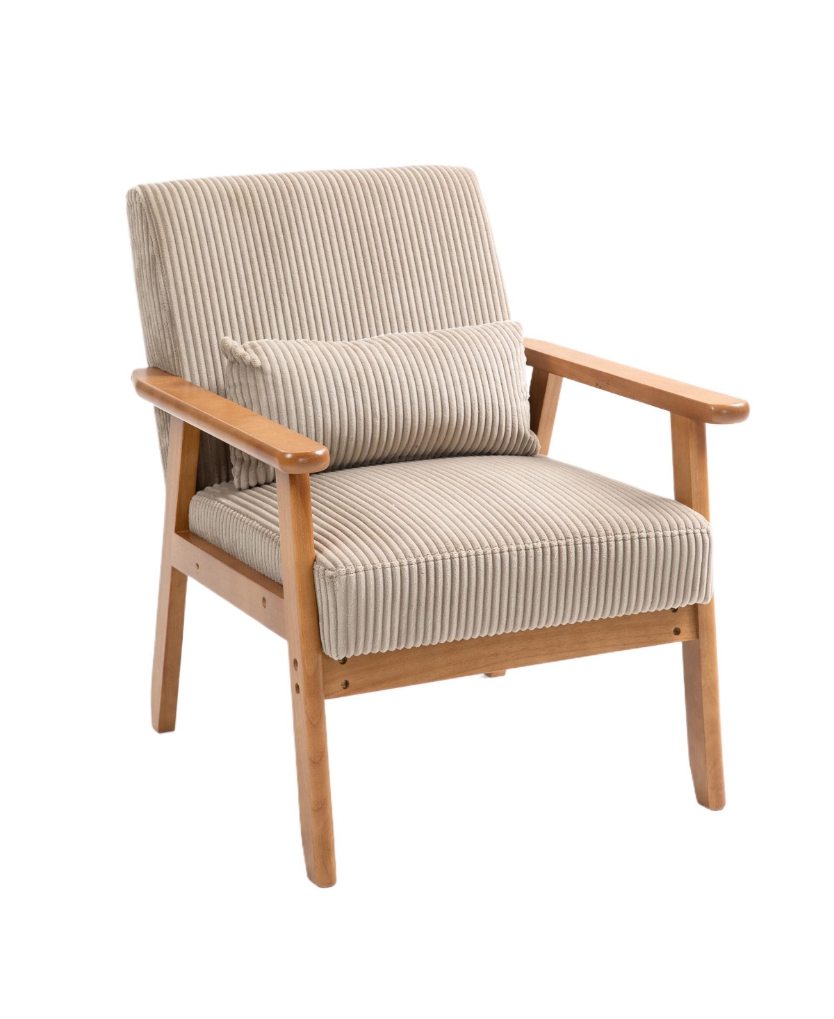 Streamdale Furniture Leisure Chair with Solid Wood Armrest and Feet, Leisure chair, wood frame, velvet, l, solid rubber wood legs, Mid-Century Modern
