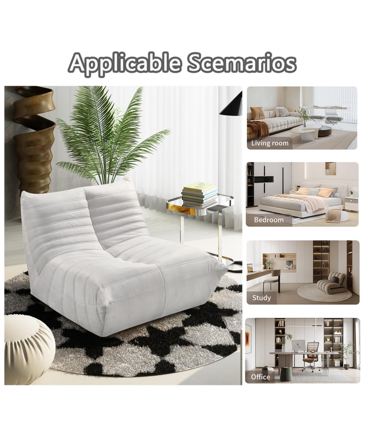 Streamdale Furniture Fireside chair, Large bean bag chair for adults, Lazy floor sofa for home, Playing bean bag chair, One-piece high resillence spon