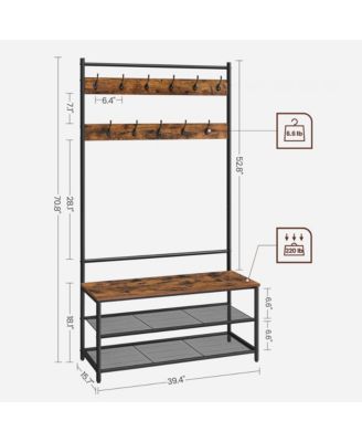 Entryway Industrial Style Coat Rack with Shoe Storage