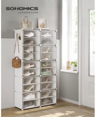 40 Pair Plastic Shoe Storage Cabinet for Bedroom and Entryway, White