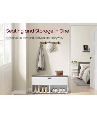 Shoe Bench with Cushion, Entryway Shoe Bench with Storage