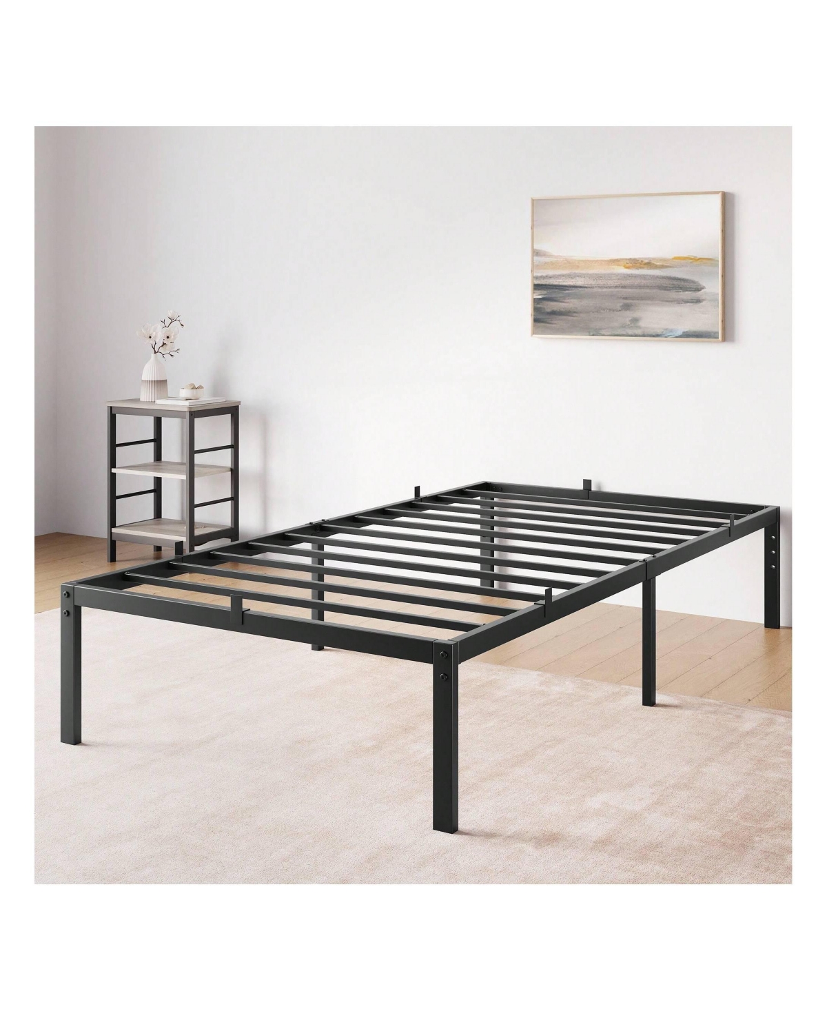 gaomon 14 Inch Bed Frame Metal Platform, Bed Frame With Ample Storage, No Box Spring Needed And Steel Slat Support, Easy Assembly