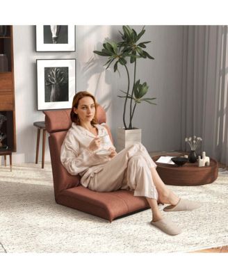 1-Pc Fabric Folding 14-Position Adjustable Backrest with Adjustable Headrest – gaming floor chair