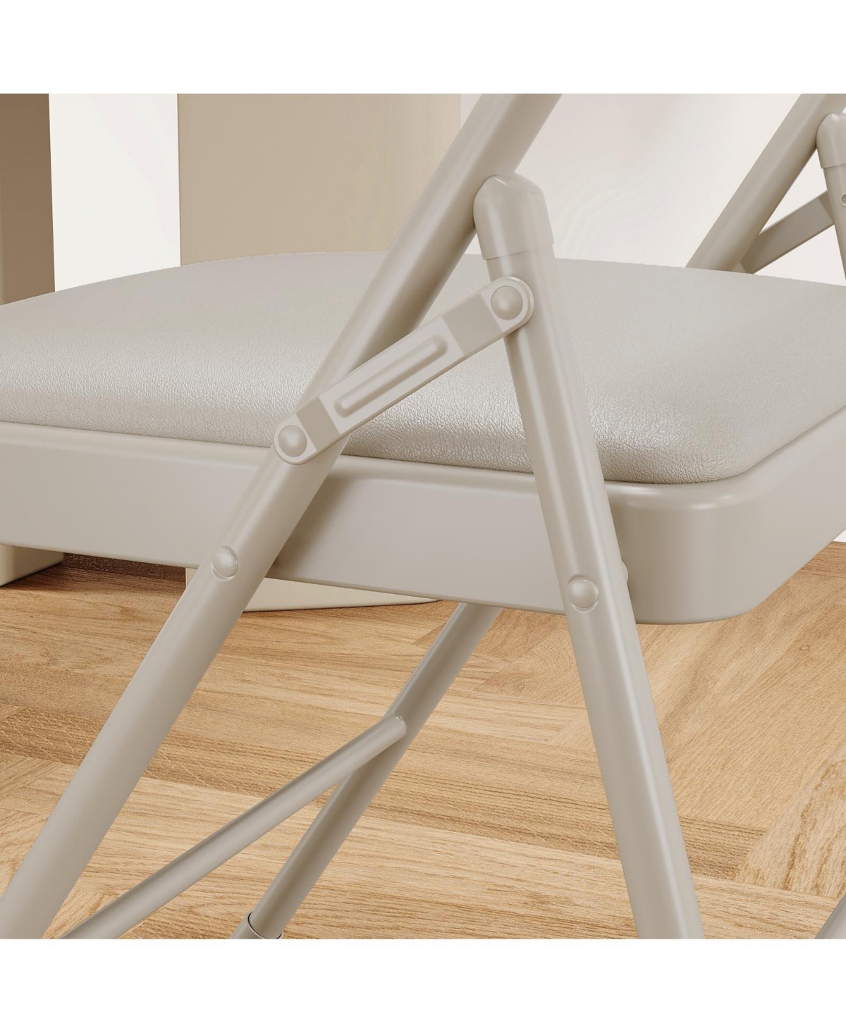 gaomon 4 Pack Folding Chairs with Padded Cushions, Padded Foldable Chair Hold Up to 350 Pounds, PortableFolding Chair - Beige/khaki