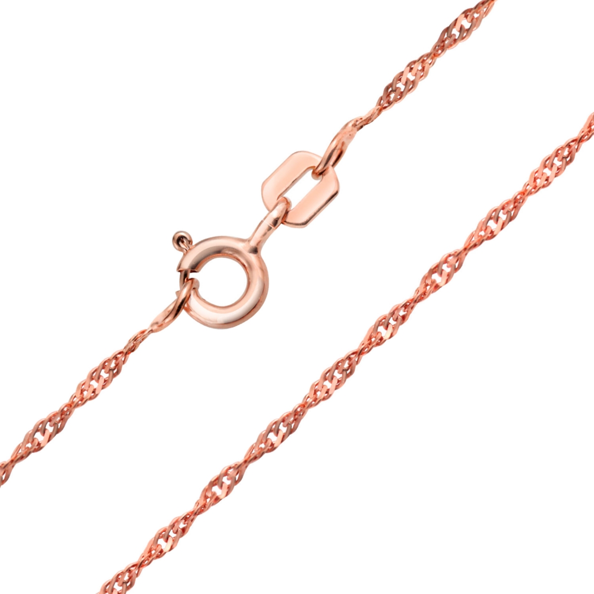 Bling Jewelry Thin 1.5MM Singapore Twisted Rope Chain Necklace Rose Gold Plated Silver