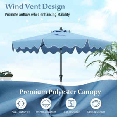 9 FT Patio Umbrella 2-Tier Market Table Umbrella with Sun-Protective Canopy