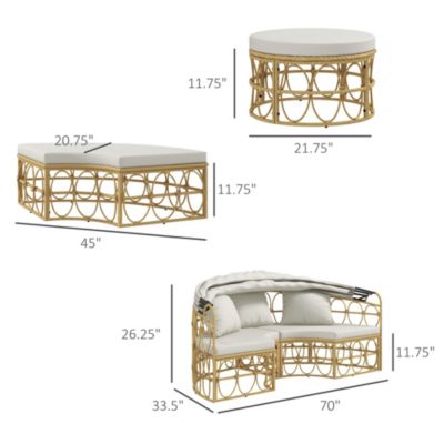Patio Furniture Set w/ Cushions, Outdoor Daybed w/ Canopy,