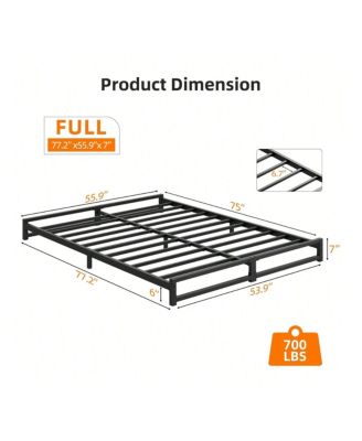 6 Inch Metal Platform Bed Frame With Steel Slat Support, Mattress Foundation And No Box Spring Needed, Easy Assembly - Queen