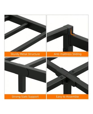 6 Inch Metal Platform Bed Frame With Steel Slat Support, Mattress Foundation And No Box Spring Needed, Easy Assembly - Queen