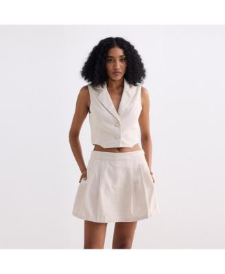 Women's Cropped Cotton Tweed Vest