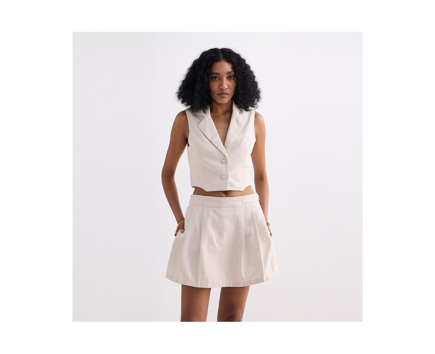 Women's Cropped Cotton Tweed Vest