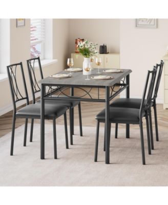 Dining Table Set for 4, Kitchen Table and Chairs, Dining Room Table Set with 4 Upholstered Chairs,Kitchen Table Set,Grey