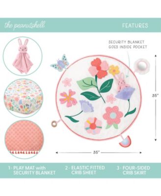 Floral Crib Bedding, Tummy Time Mat & Security Blanket Set, 4-Piece Set