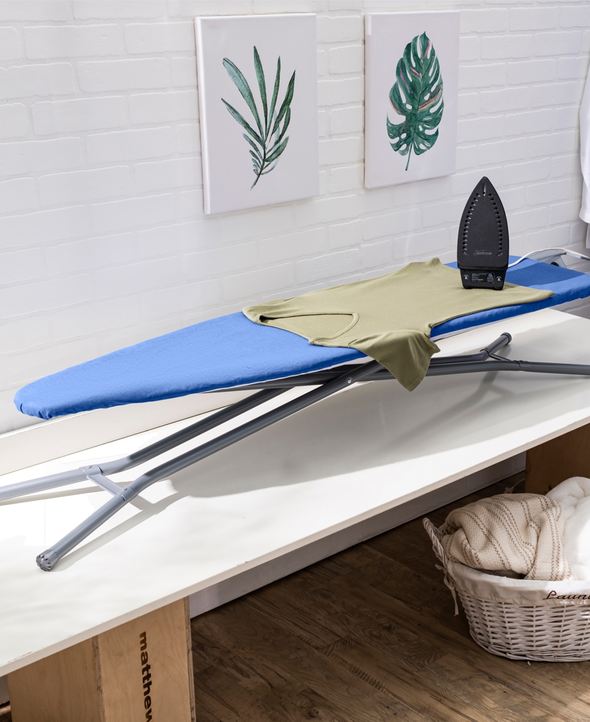 Seymour Home Products Adjustable Height, 4 Leg Ironing Board with Mesh Top and Iron Rest