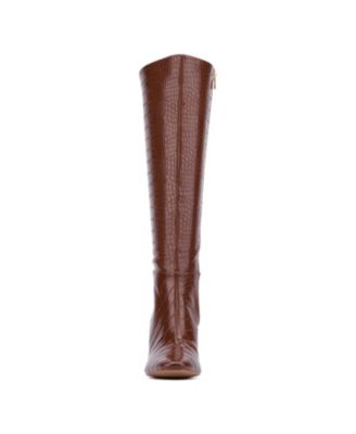 Women's Isabelle Croc Embossed Knee-High Boots Dress Boots