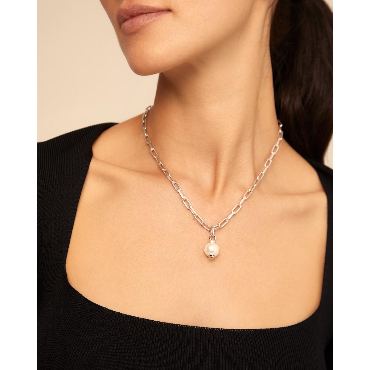Unode50 Metal Alloy Short Elongated Links Chain In Silver