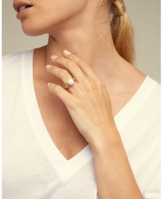 18k Gold Plated Metal Alloy Mother of Pearl Ring