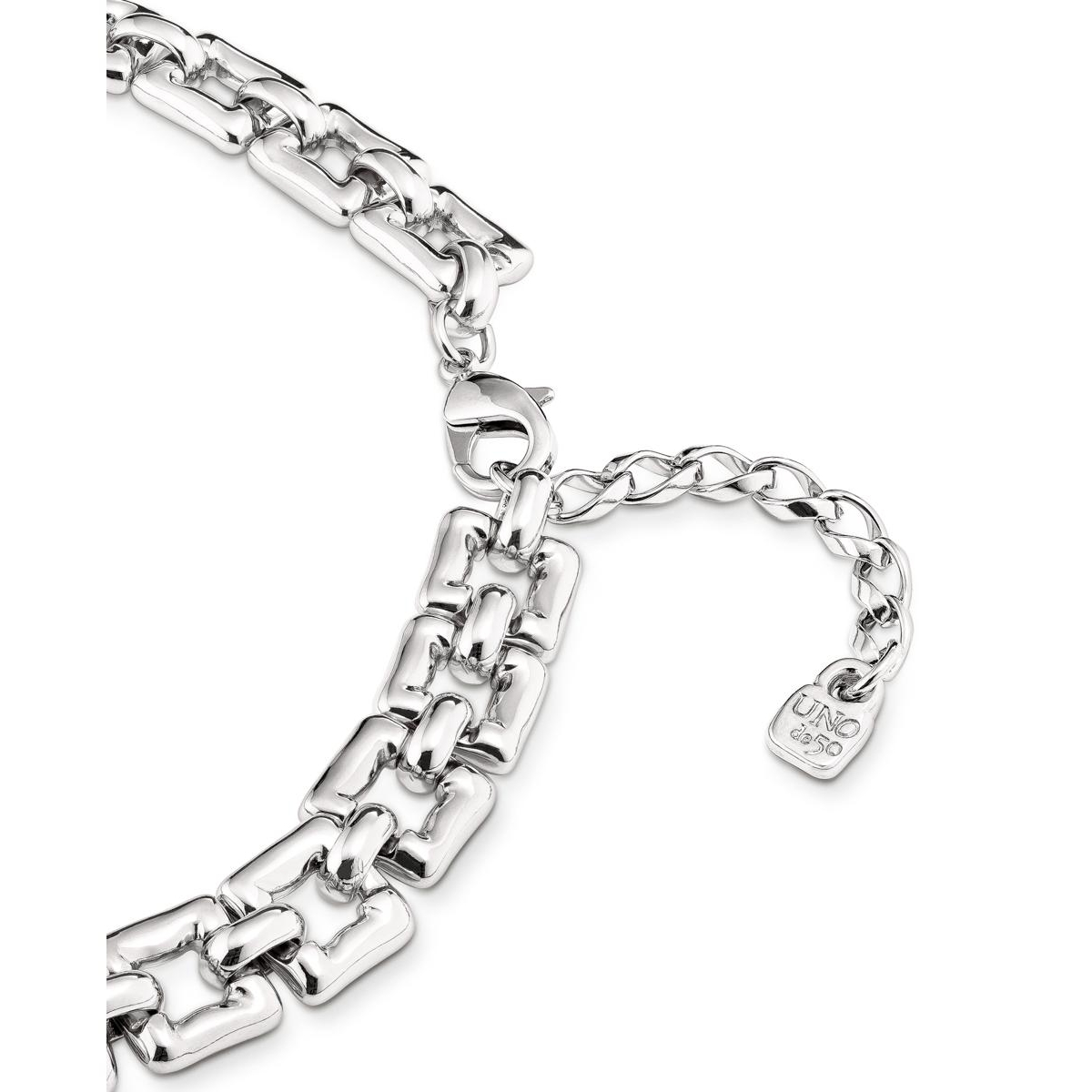 Unode50 Golden Short Squared Link Necklace In Metallic