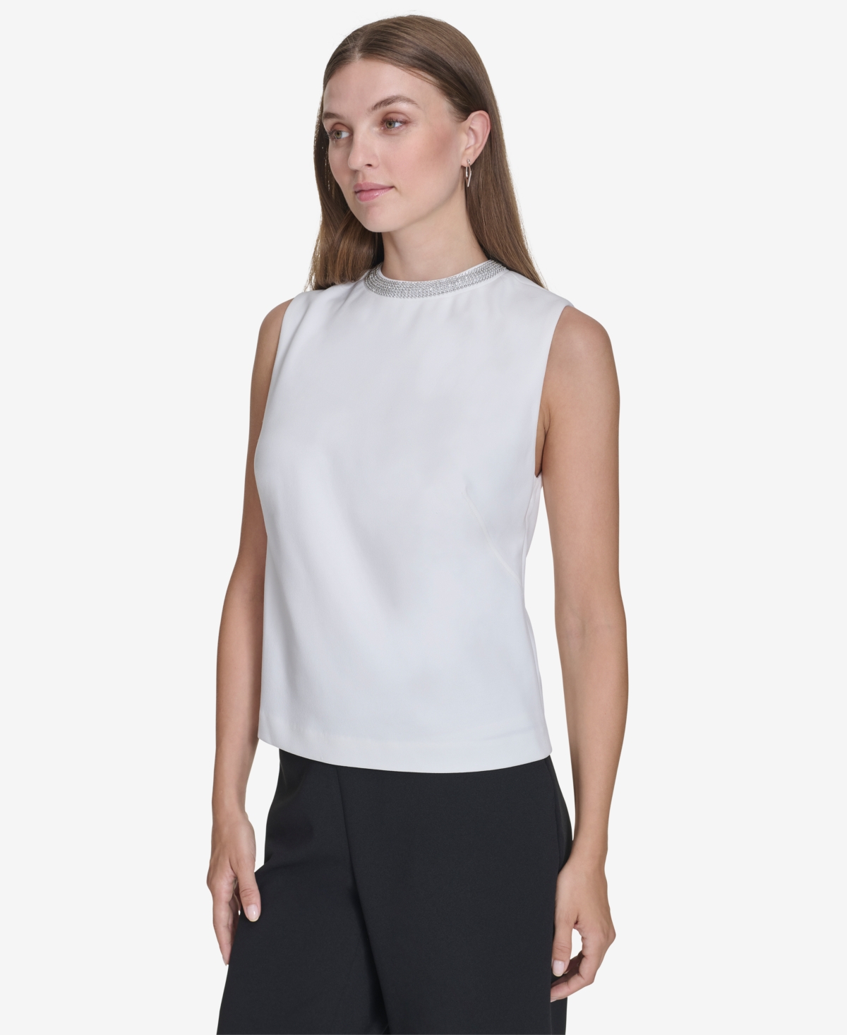 Halston Women's Embellished High-Neck Tank Top