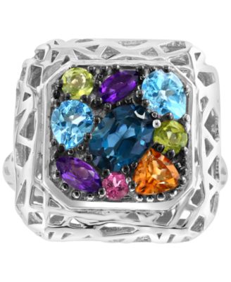 EFFY&reg; Multi-Gemstone Cluster Ring (2-1/3 ct. t.w.) in Sterling Silver