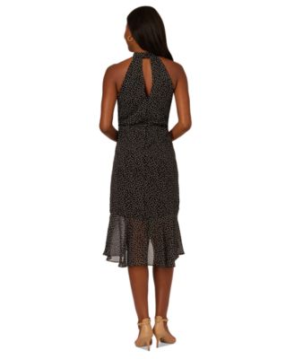 Women's Dot-Print Waterfall-Ruffle Dress
