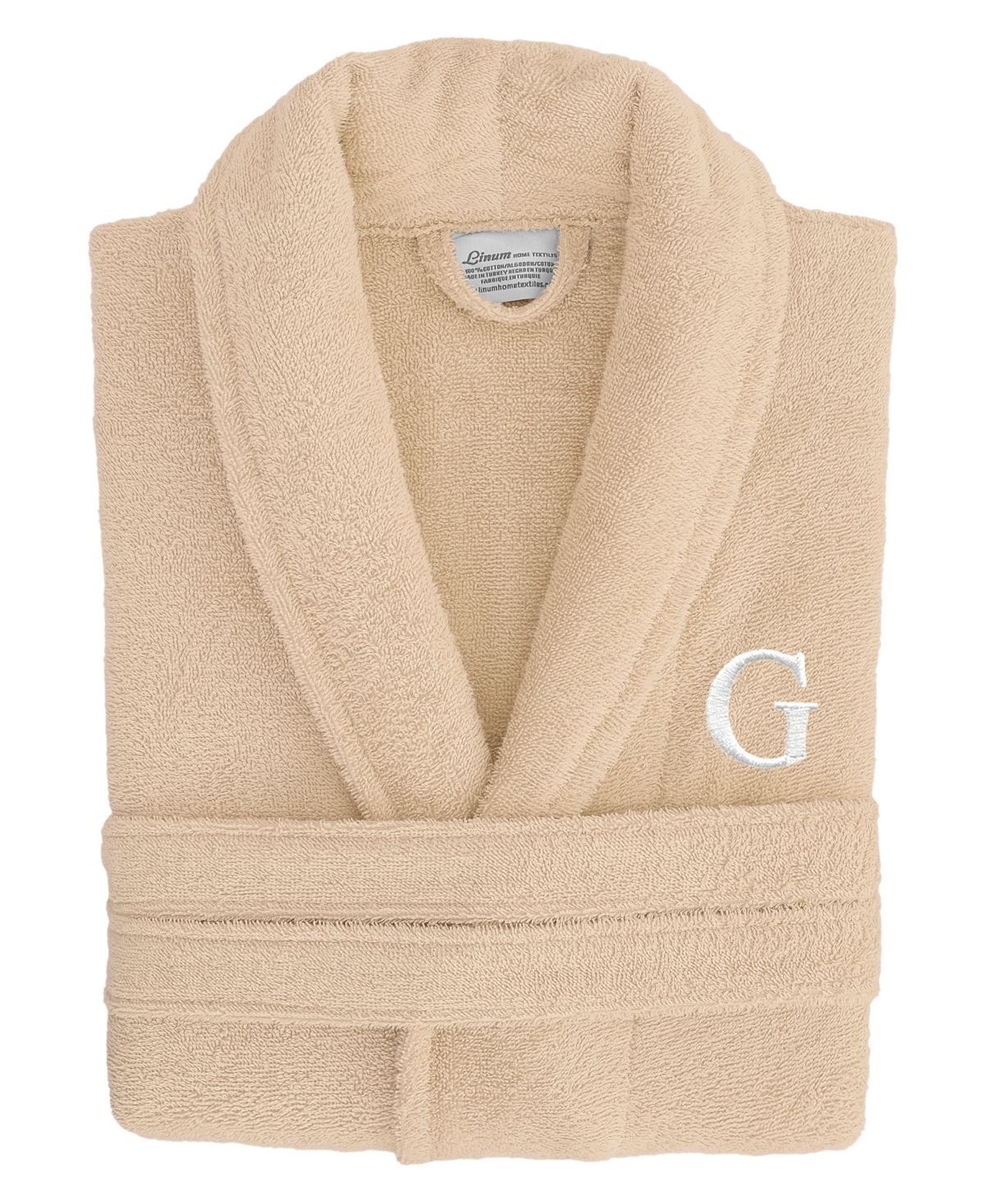 Linum Home Bookman Font 100% Turkish Cotton Unisex Terry Bathrobe In Neutral